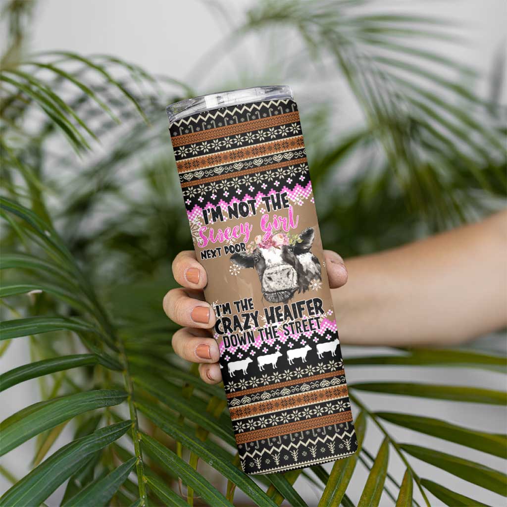 The Crazy Heifer Christmas Skinny Tumbler Xmas Holiday Patterns - Wonder Print Shop