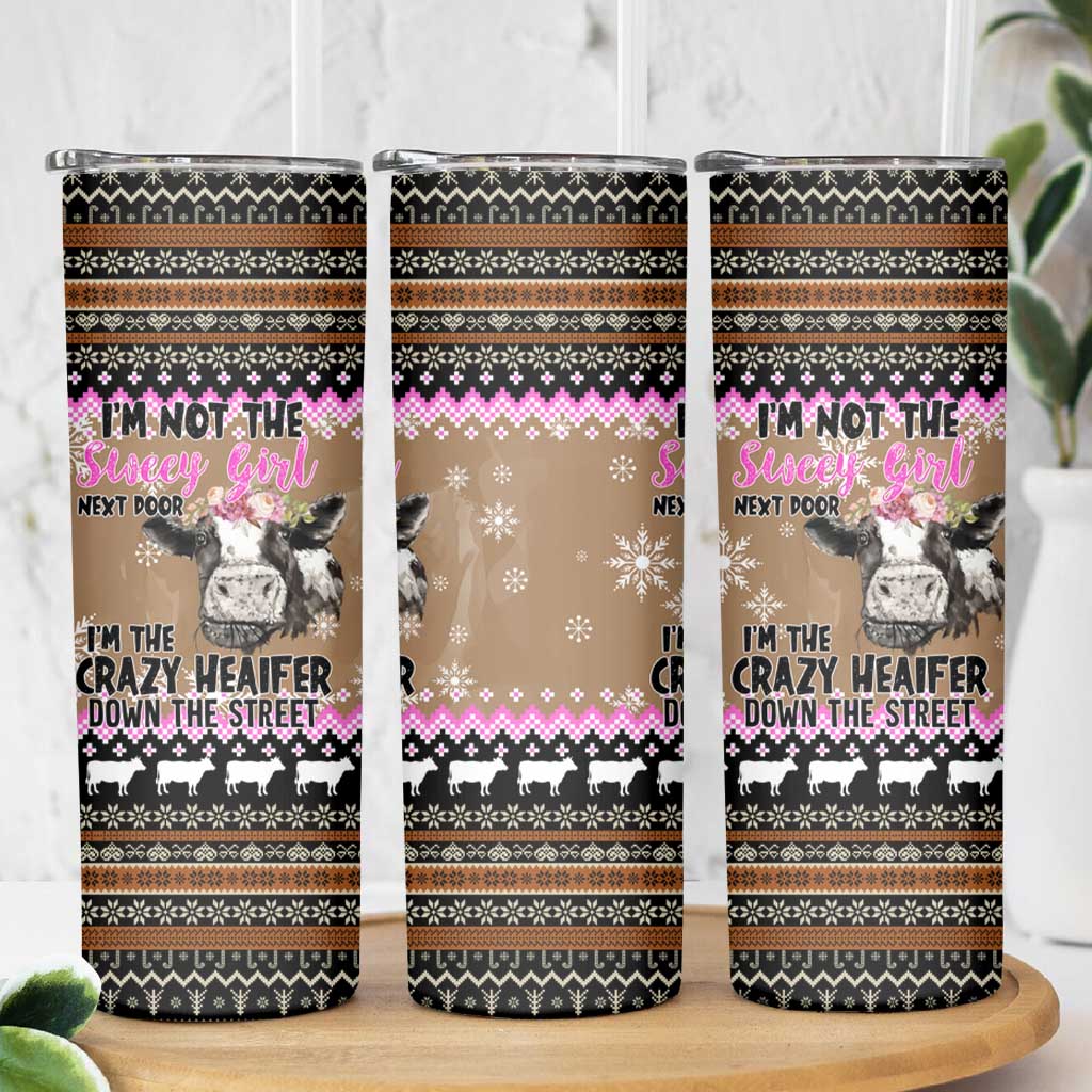 The Crazy Heifer Christmas Skinny Tumbler Xmas Holiday Patterns - Wonder Print Shop