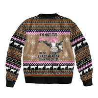 The Crazy Heifer Christmas Sleeve Zip Bomber Jacket Xmas Holiday Patterns - Wonder Print Shop