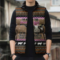 The Crazy Heifer Christmas Sleeveless Puffer Jacket Xmas Holiday Patterns - Wonder Print Shop