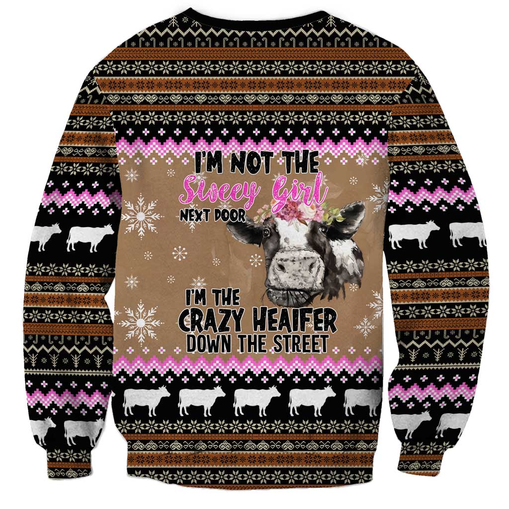 The Crazy Heifer Christmas Sweatshirt Xmas Holiday Patterns - Wonder Print Shop
