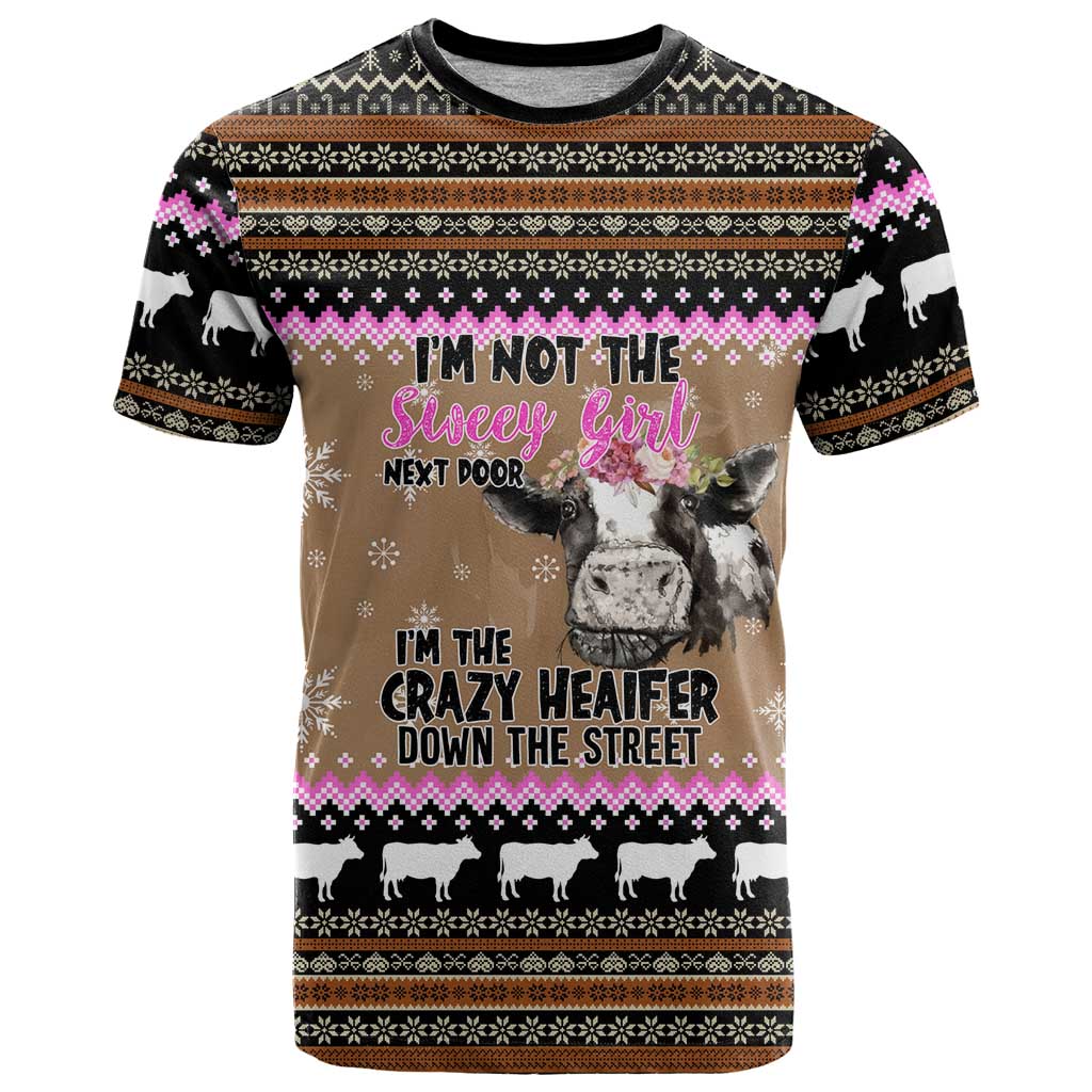 The Crazy Heifer Christmas T Shirt Xmas Holiday Patterns - Wonder Print Shop