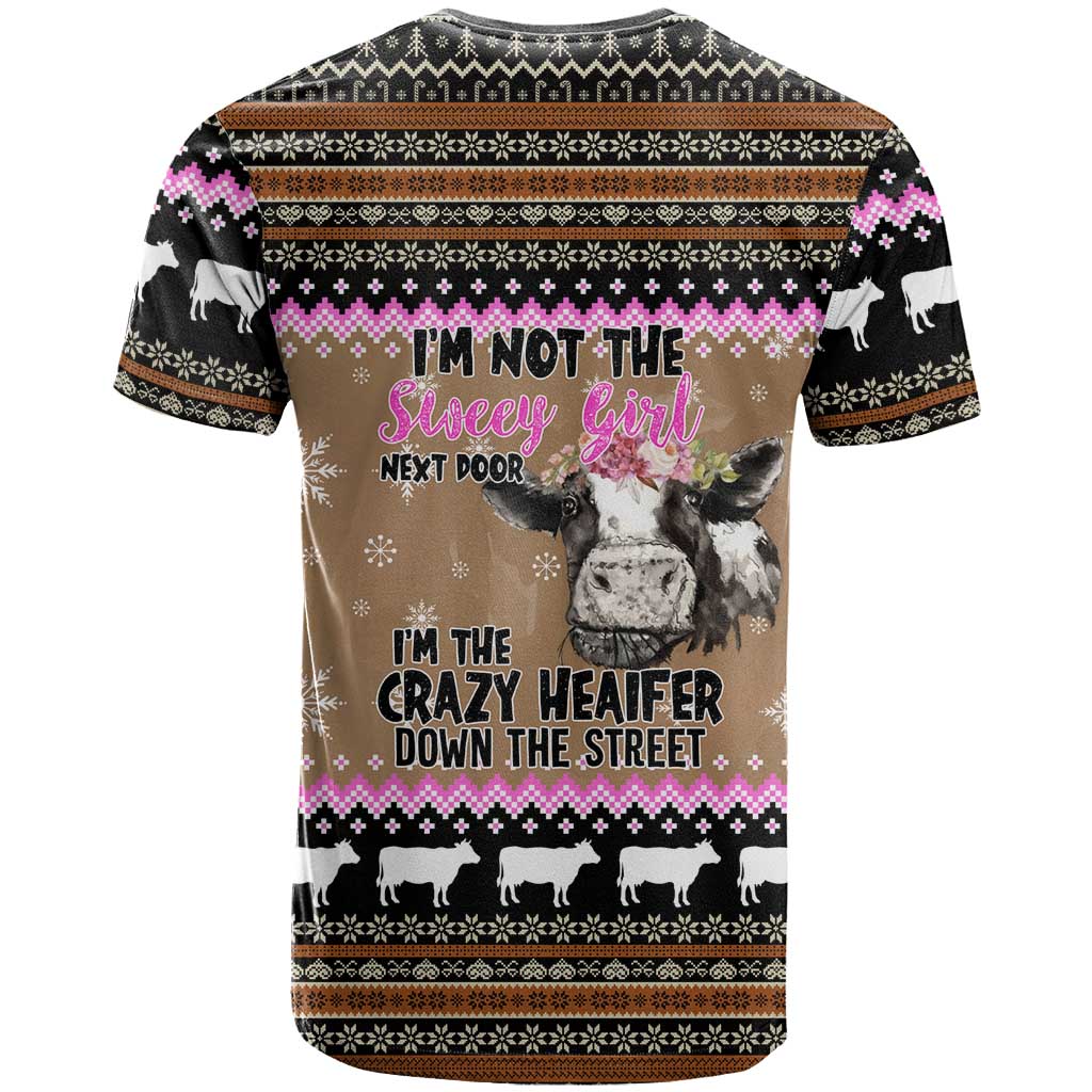 The Crazy Heifer Christmas T Shirt Xmas Holiday Patterns - Wonder Print Shop