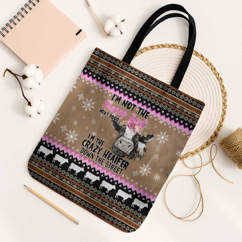 The Crazy Heifer Christmas Tote Bag Xmas Holiday Patterns - Wonder Print Shop