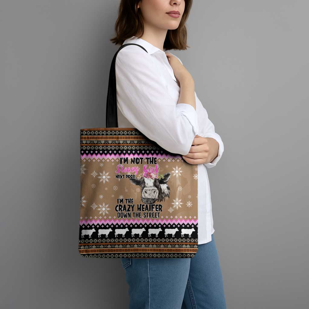 The Crazy Heifer Christmas Tote Bag Xmas Holiday Patterns - Wonder Print Shop