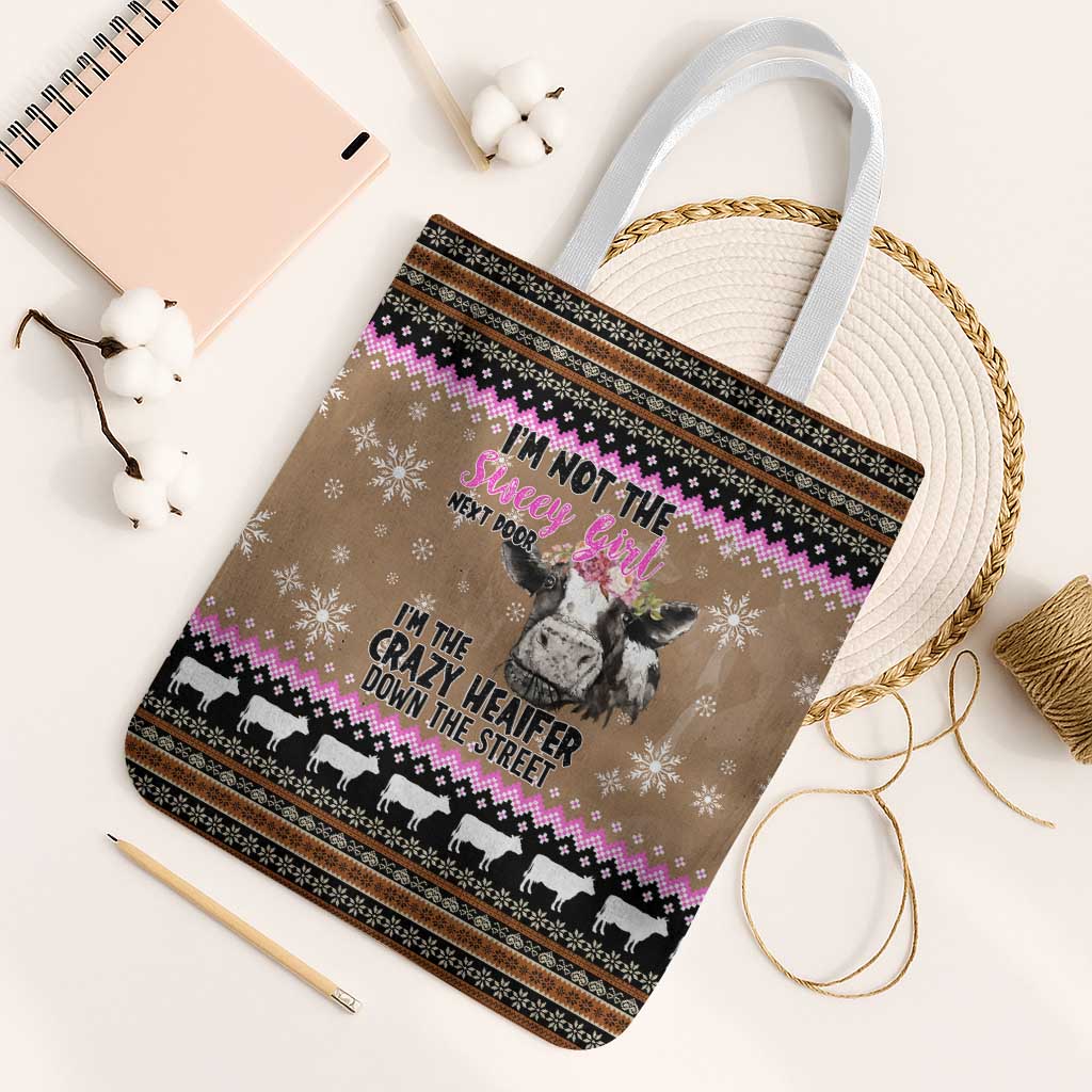 The Crazy Heifer Christmas Tote Bag Xmas Holiday Patterns - Wonder Print Shop