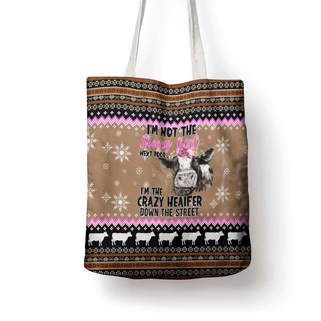 The Crazy Heifer Christmas Tote Bag Xmas Holiday Patterns - Wonder Print Shop