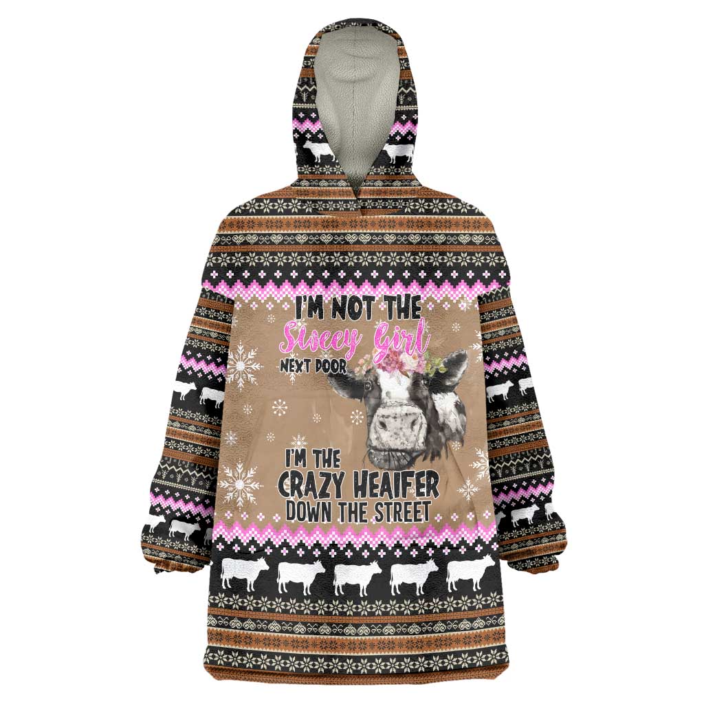 The Crazy Heifer Christmas Wearable Blanket Hoodie Xmas Holiday Patterns - Wonder Print Shop
