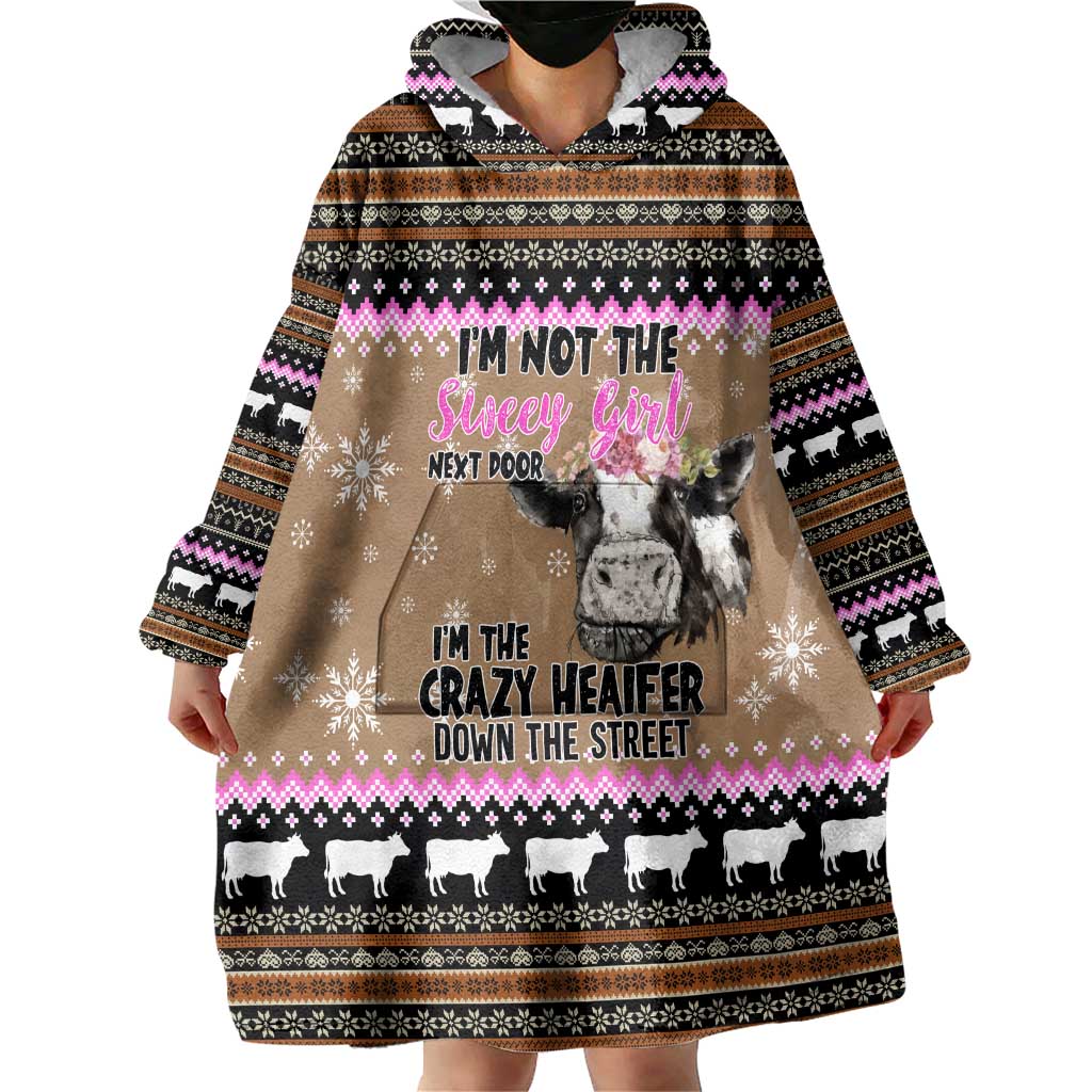 The Crazy Heifer Christmas Wearable Blanket Hoodie Xmas Holiday Patterns - Wonder Print Shop