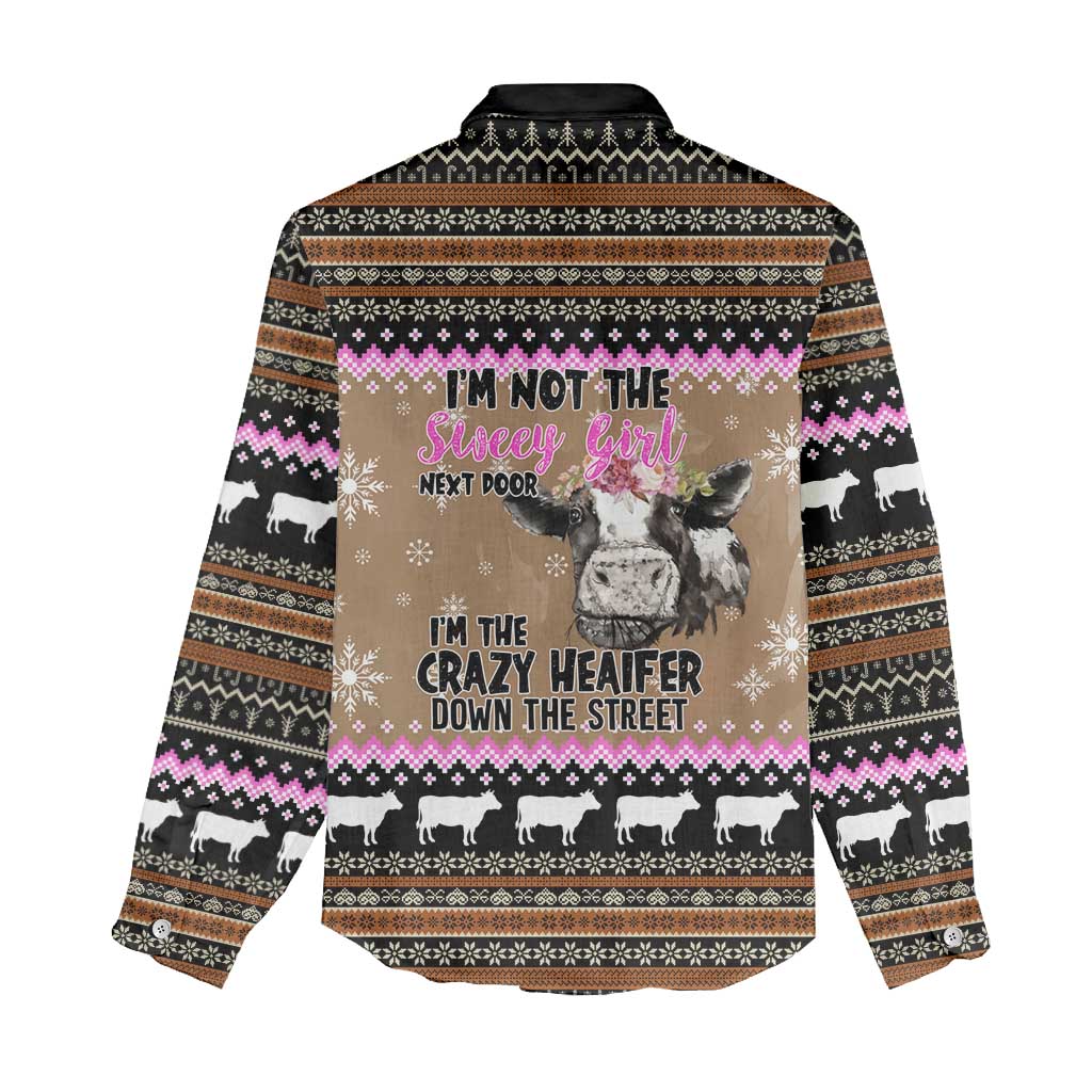 The Crazy Heifer Christmas Women Casual Shirt Xmas Holiday Patterns - Wonder Print Shop