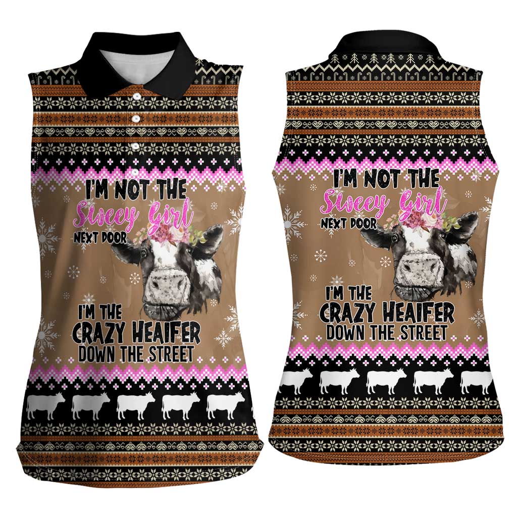 The Crazy Heifer Christmas Women Sleeveless Polo Shirt Xmas Holiday Patterns - Wonder Print Shop