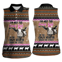 The Crazy Heifer Christmas Women Sleeveless Polo Shirt Xmas Holiday Patterns - Wonder Print Shop