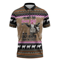The Crazy Heifer Christmas Zipper Polo Shirt Xmas Holiday Patterns - Wonder Print Shop