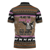 The Crazy Heifer Christmas Zipper Polo Shirt Xmas Holiday Patterns - Wonder Print Shop
