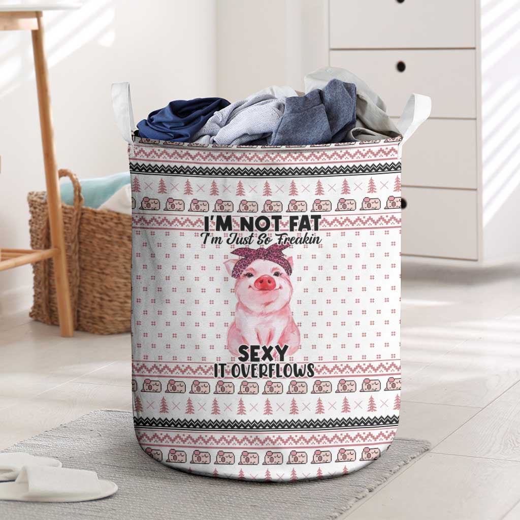 Pig Overflows Christmas Laundry Basket Xmas Holiday Patterns - Wonder Print Shop