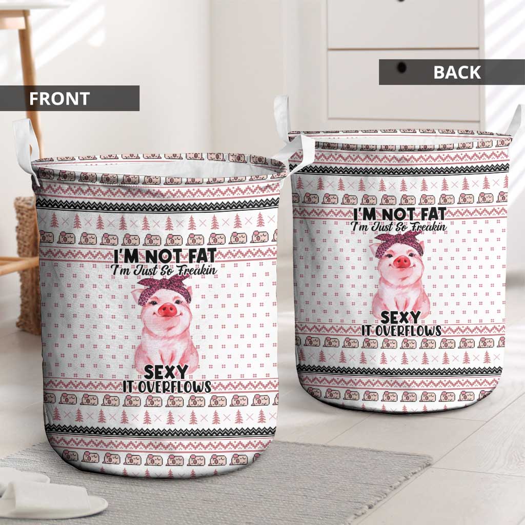 Pig Overflows Christmas Laundry Basket Xmas Holiday Patterns - Wonder Print Shop