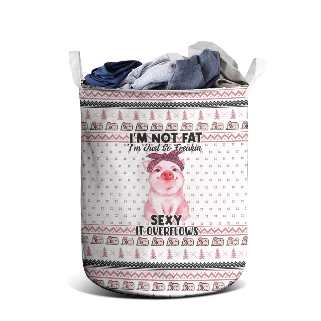 Pig Overflows Christmas Laundry Basket Xmas Holiday Patterns - Wonder Print Shop