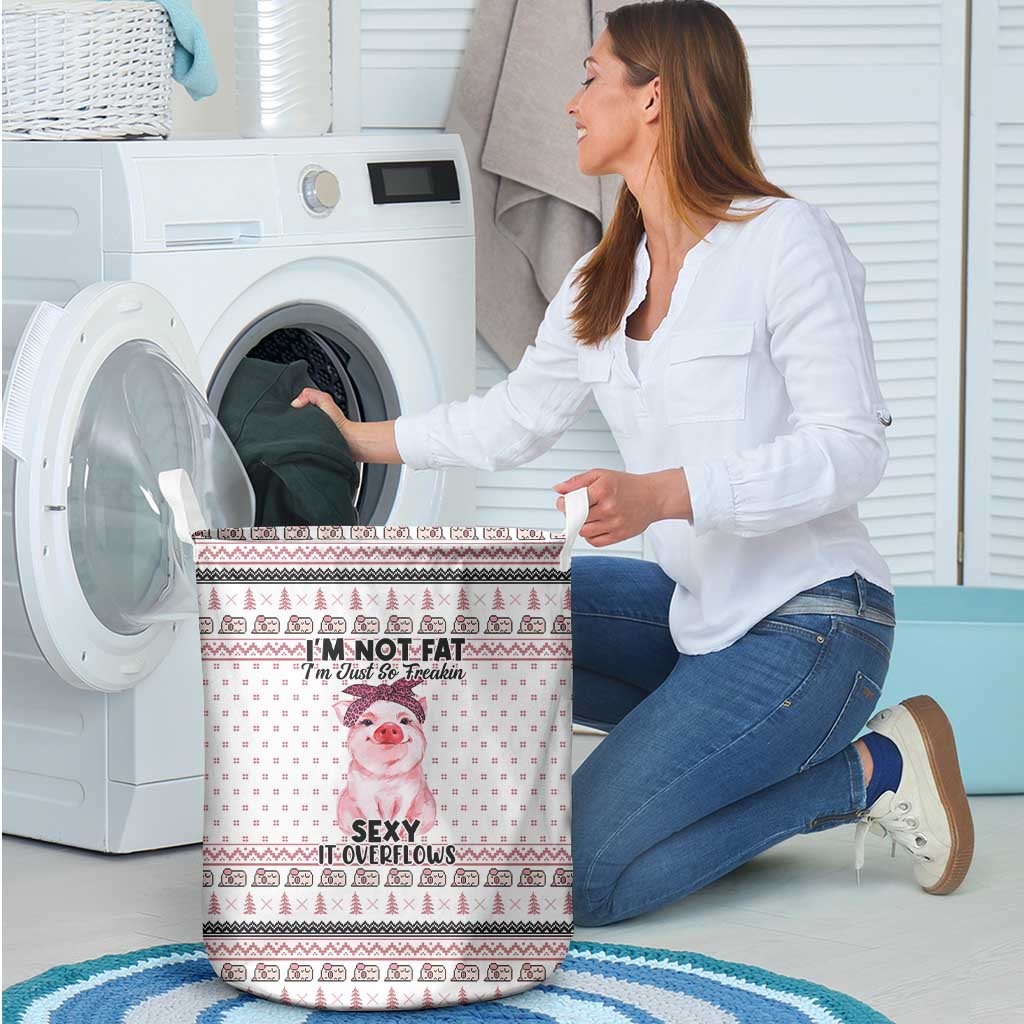 Pig Overflows Christmas Laundry Basket Xmas Holiday Patterns - Wonder Print Shop