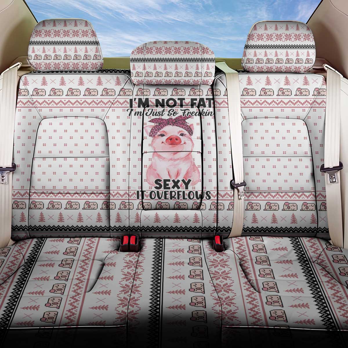 Pig Overflows Christmas Back Car Seat Cover Xmas Holiday Patterns - Wonder Print Shop