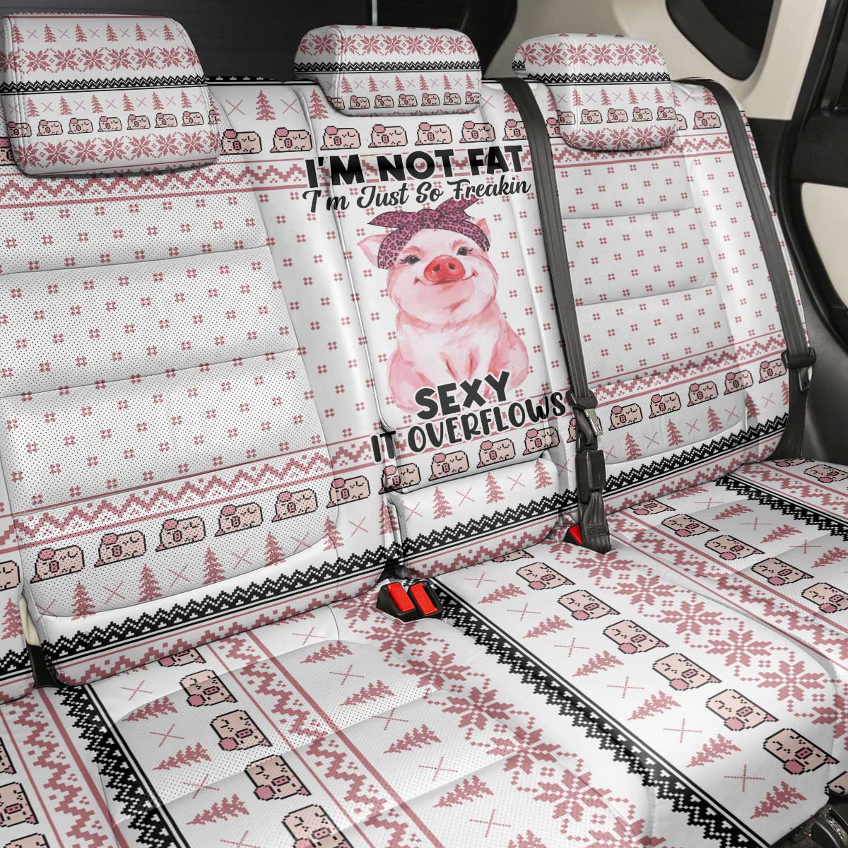 Pig Overflows Christmas Back Car Seat Cover Xmas Holiday Patterns - Wonder Print Shop