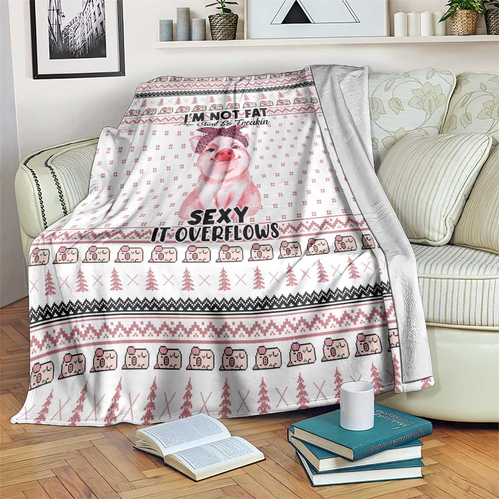 Pig Overflows Christmas Blanket Xmas Holiday Patterns - undefined
