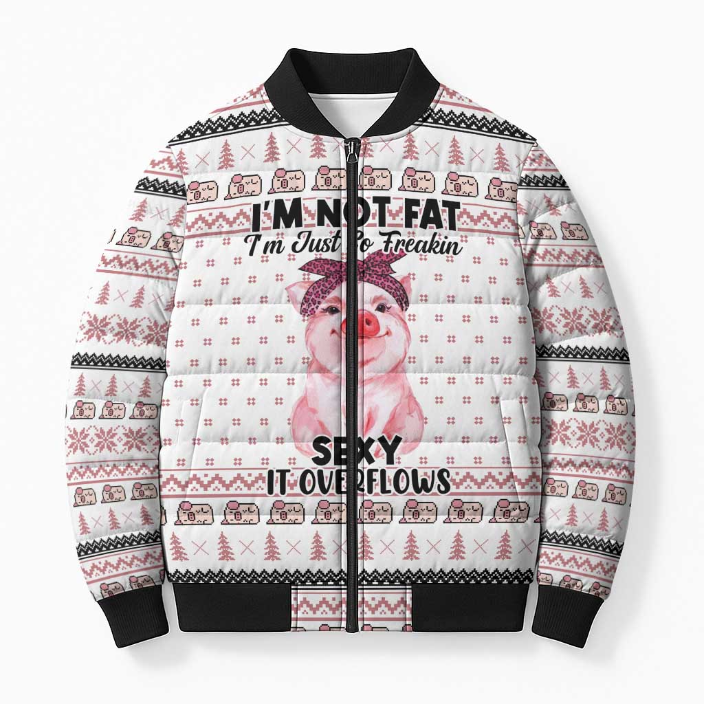 Pig Overflows Christmas Bomber Puffer Jacket Xmas Holiday Patterns - Wonder Print Shop