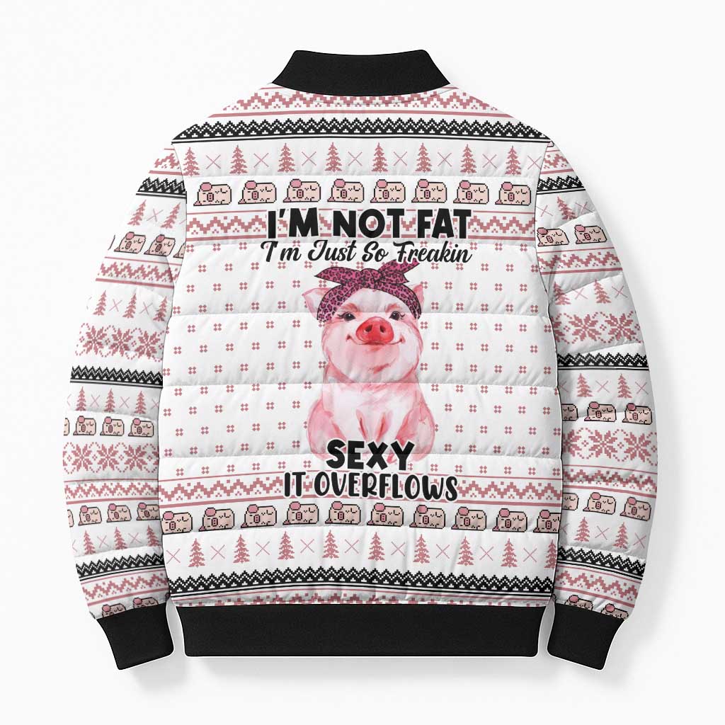 Pig Overflows Christmas Bomber Puffer Jacket Xmas Holiday Patterns - Wonder Print Shop