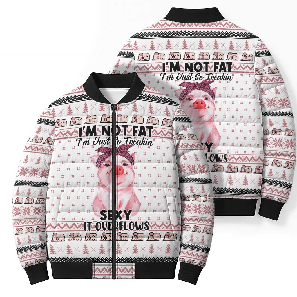 Pig Overflows Christmas Bomber Puffer Jacket Xmas Holiday Patterns - Wonder Print Shop