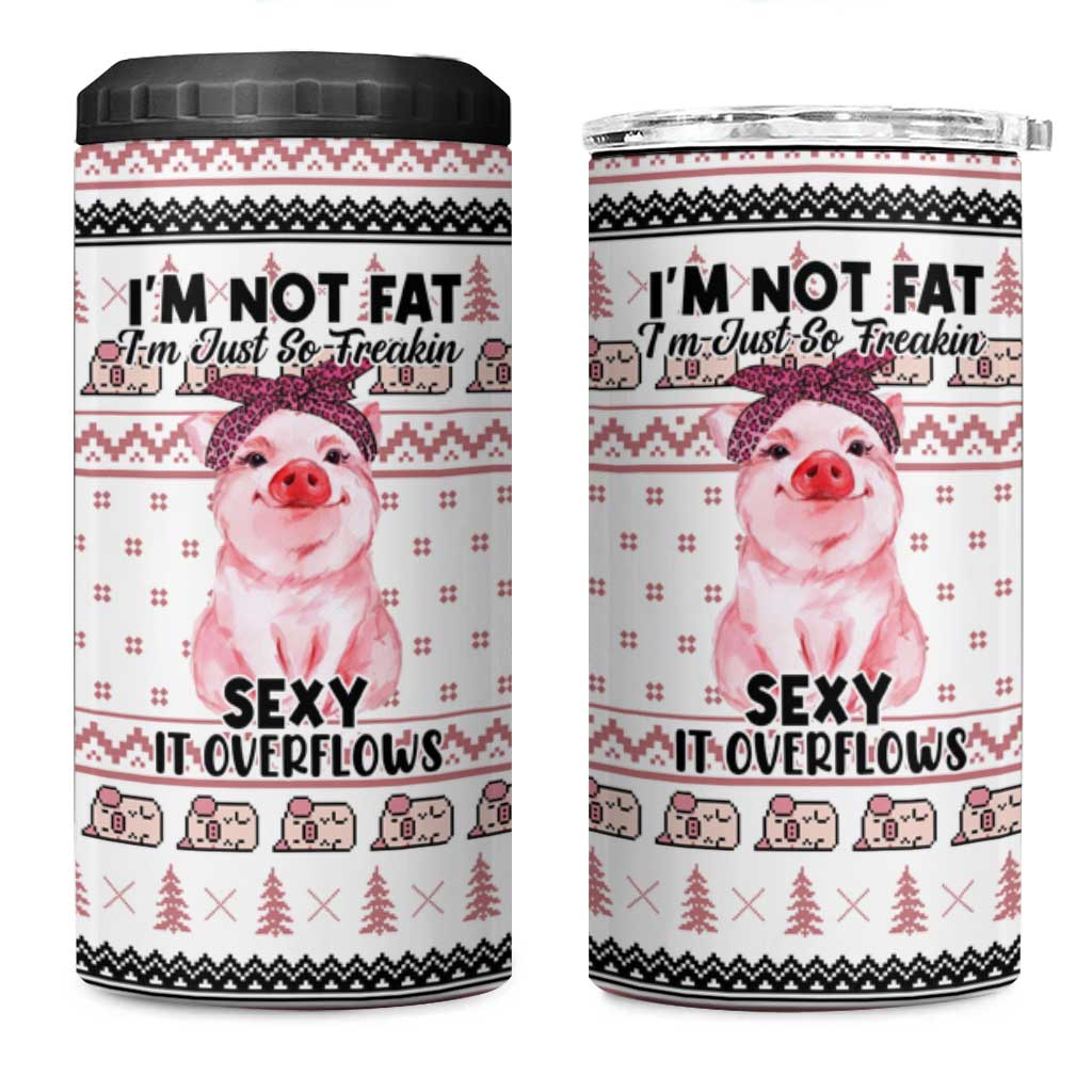 Pig Overflows Christmas 4 in 1 Can Cooler Tumbler Xmas Holiday Patterns - Wonder Print Shop