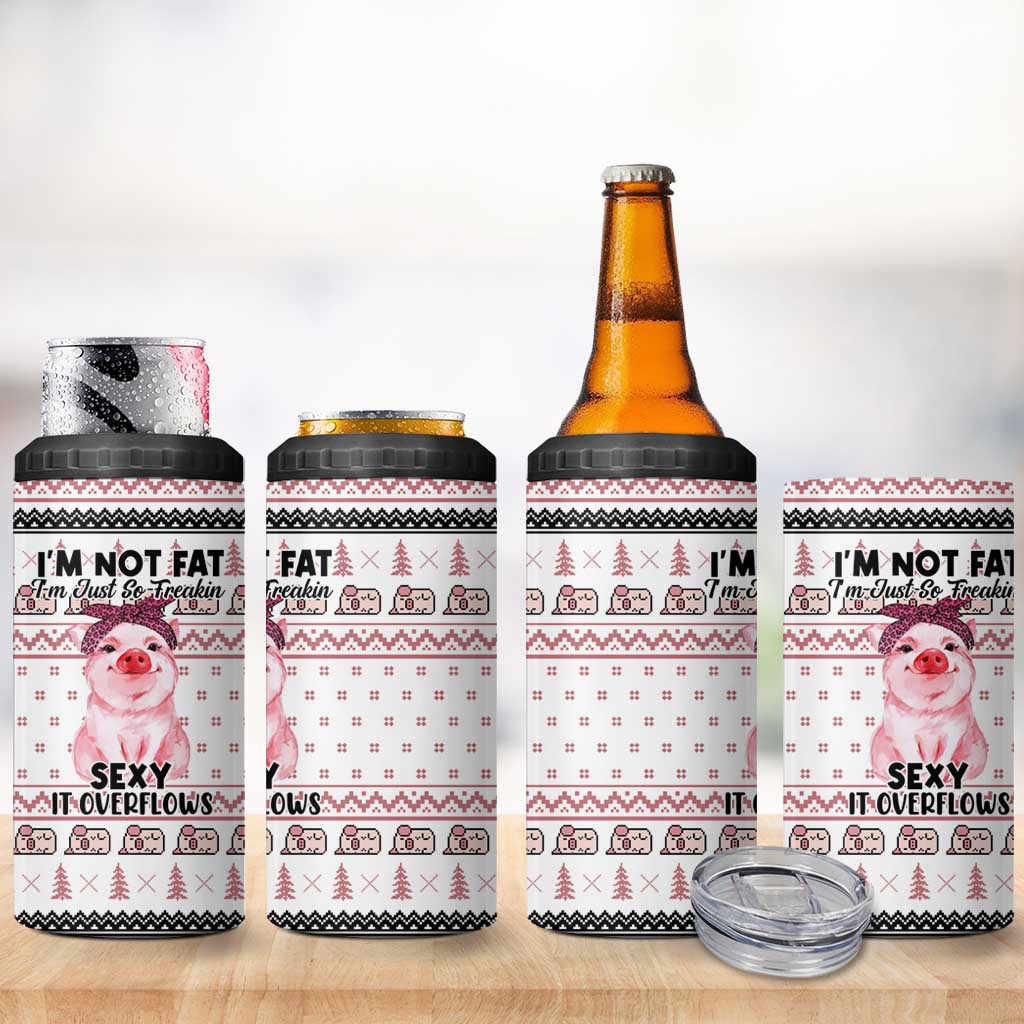 Pig Overflows Christmas 4 in 1 Can Cooler Tumbler Xmas Holiday Patterns - Wonder Print Shop
