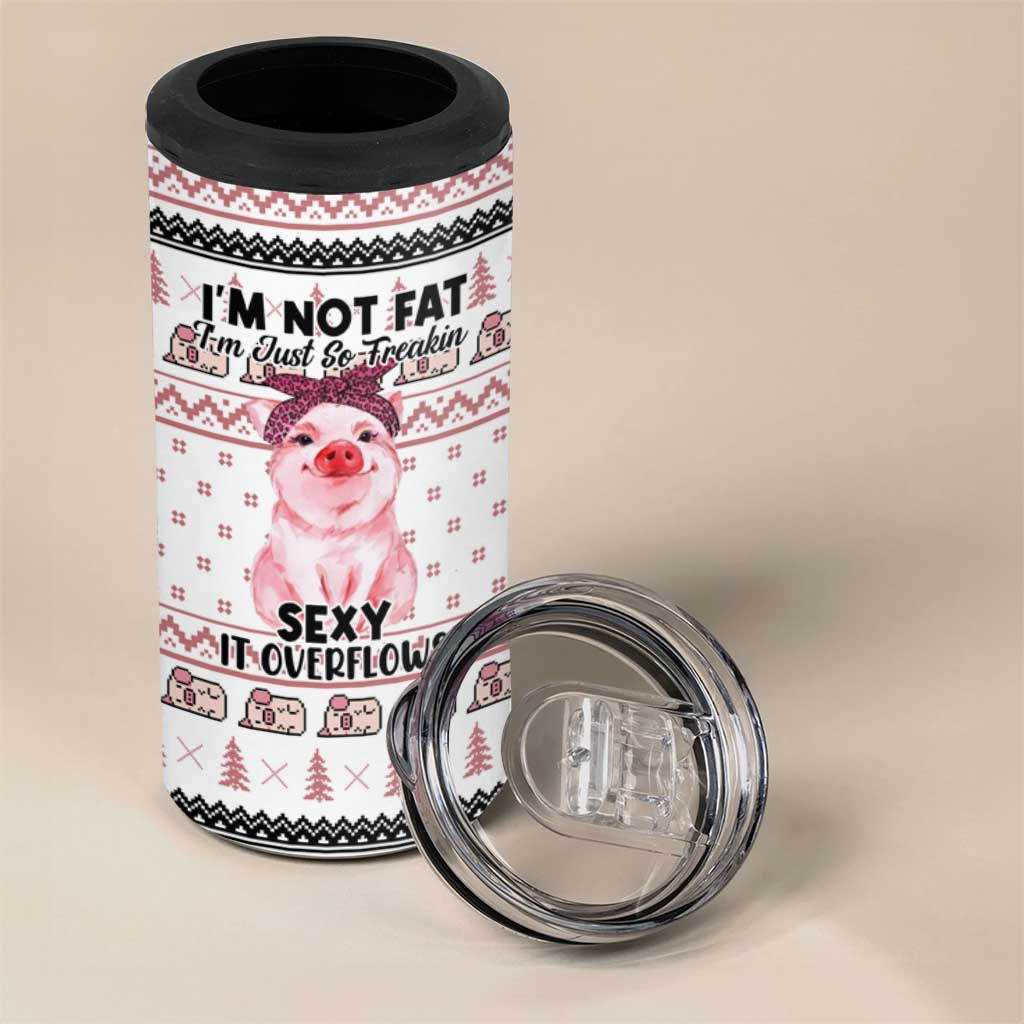 Pig Overflows Christmas 4 in 1 Can Cooler Tumbler Xmas Holiday Patterns - Wonder Print Shop