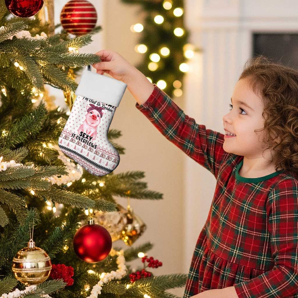 Pig Overflows Christmas Stocking Xmas Holiday Patterns - Wonder Print Shop