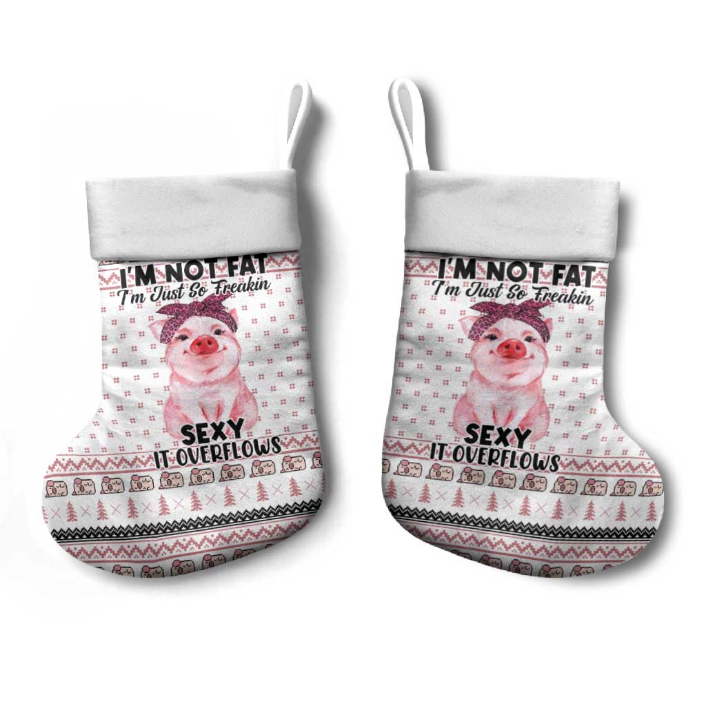 Pig Overflows Christmas Stocking Xmas Holiday Patterns - Wonder Print Shop