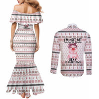 Pig Overflows Christmas Couples Matching Mermaid Dress and Long Sleeve Button Shirt Xmas Holiday Patterns - Wonder Print Shop