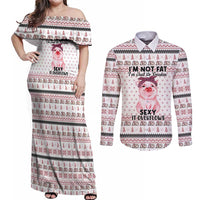 Pig Overflows Christmas Couples Matching Off Shoulder Maxi Dress and Long Sleeve Button Shirt Xmas Holiday Patterns - Wonder Print Shop