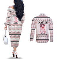 Pig Overflows Christmas Couples Matching Off The Shoulder Long Sleeve Dress and Long Sleeve Button Shirt Xmas Holiday Patterns - Wonder Print Shop