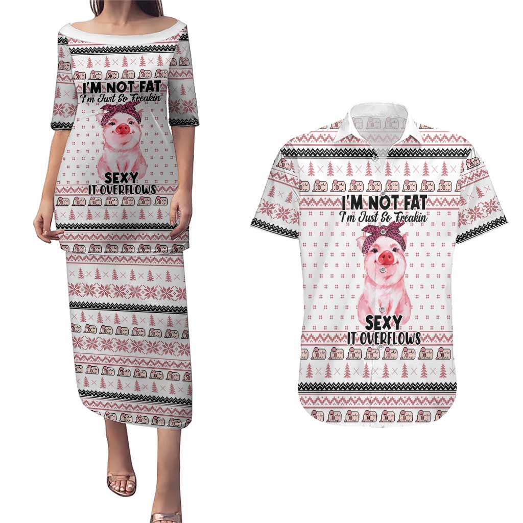 Pig Overflows Christmas Couples Matching Puletasi and Hawaiian Shirt Xmas Holiday Patterns - Wonder Print Shop
