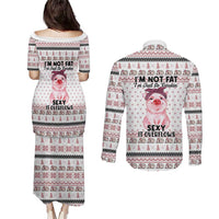 Pig Overflows Christmas Couples Matching Puletasi and Long Sleeve Button Shirt Xmas Holiday Patterns - Wonder Print Shop