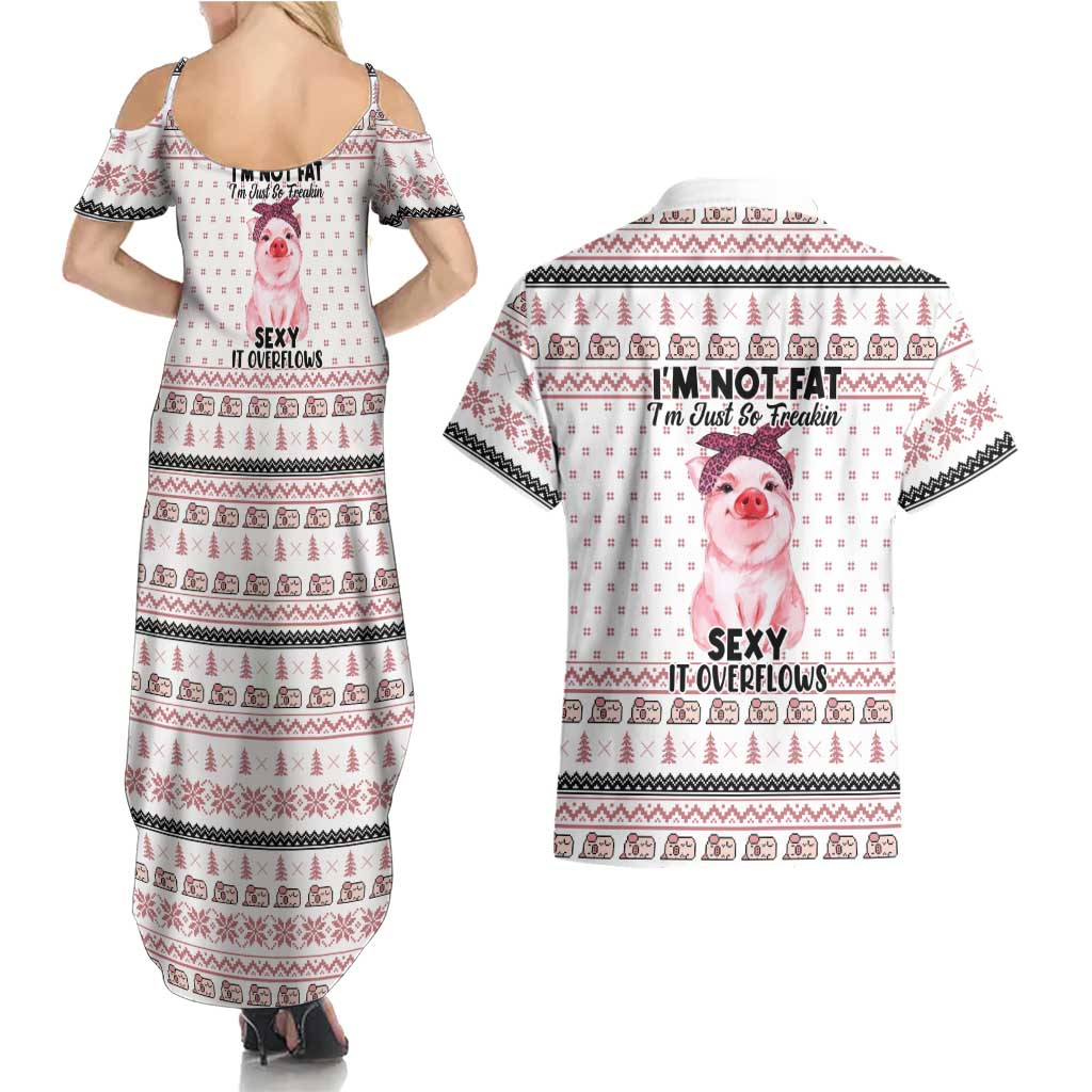 Pig Overflows Christmas Couples Matching Summer Maxi Dress and Hawaiian Shirt Xmas Holiday Patterns - Wonder Print Shop
