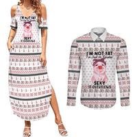 Pig Overflows Christmas Couples Matching Summer Maxi Dress and Long Sleeve Button Shirt Xmas Holiday Patterns - Wonder Print Shop