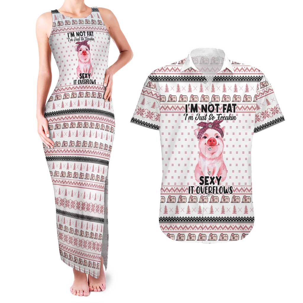 Pig Overflows Christmas Couples Matching Tank Maxi Dress and Hawaiian Shirt Xmas Holiday Patterns - Wonder Print Shop