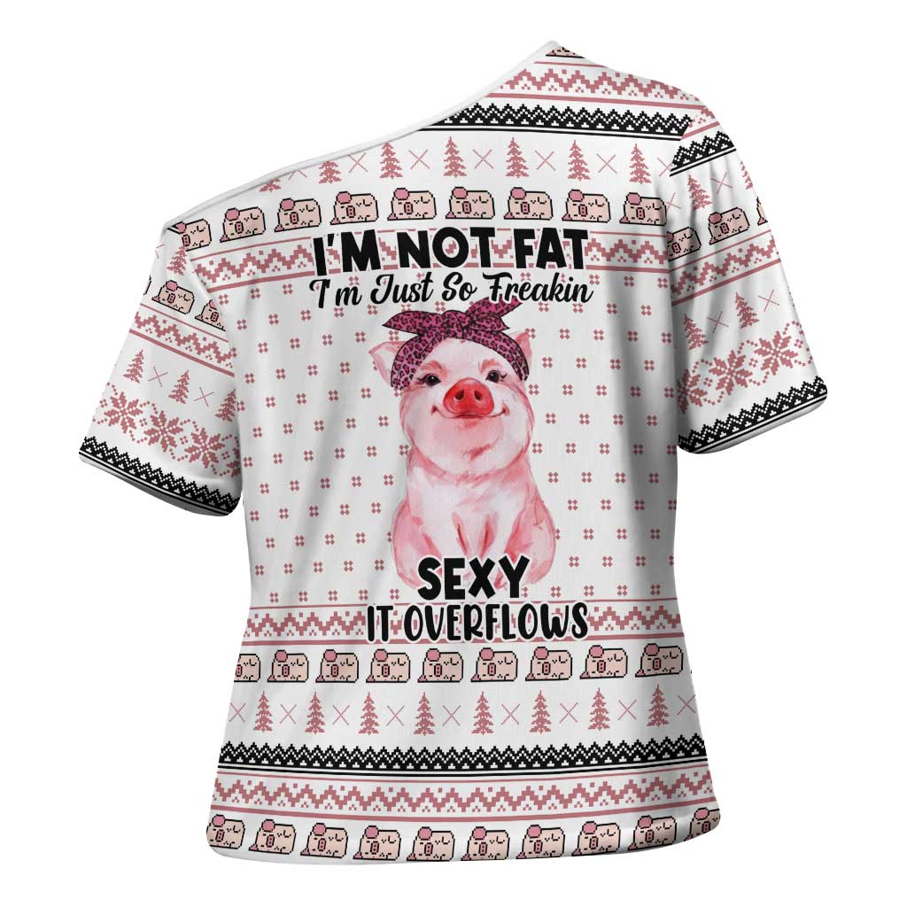 Pig Overflows Christmas Cross Shoulder Shirt Xmas Holiday Patterns - Wonder Print Shop