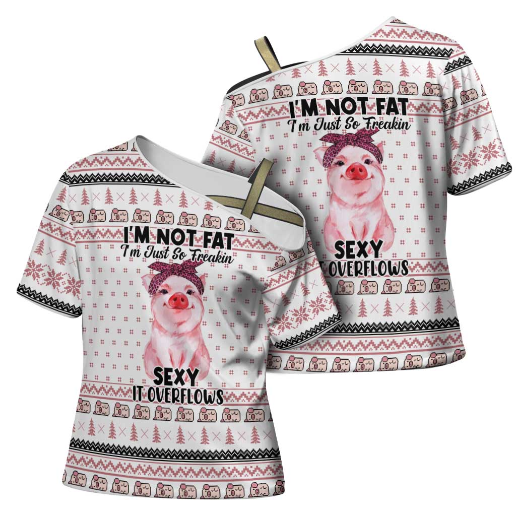 Pig Overflows Christmas Cross Shoulder Shirt Xmas Holiday Patterns - Wonder Print Shop
