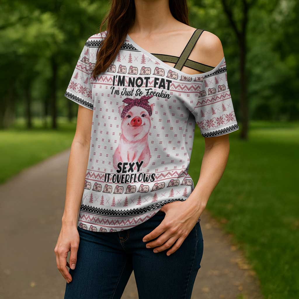 Pig Overflows Christmas Cross Shoulder Shirt Xmas Holiday Patterns - Wonder Print Shop