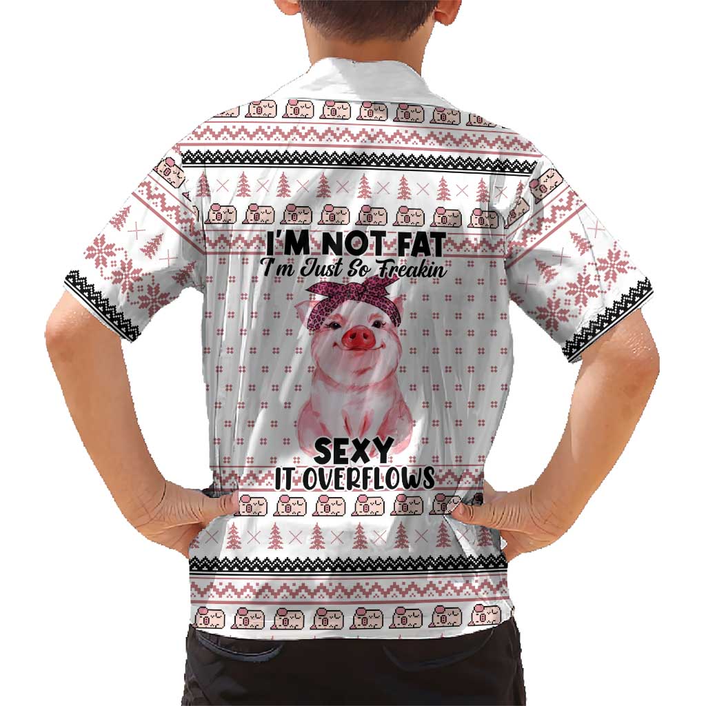 Pig Overflows Christmas Family Matching Off The Shoulder Long Sleeve Dress and Hawaiian Shirt Xmas Holiday Patterns - Wonder Print Shop