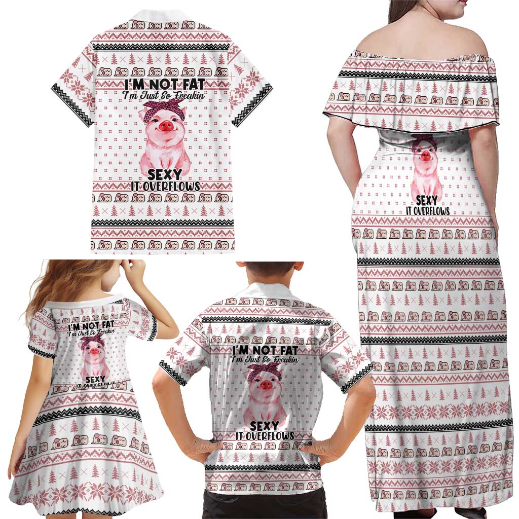 Pig Overflows Christmas Family Matching Off Shoulder Maxi Dress and Hawaiian Shirt Xmas Holiday Patterns - Wonder Print Shop