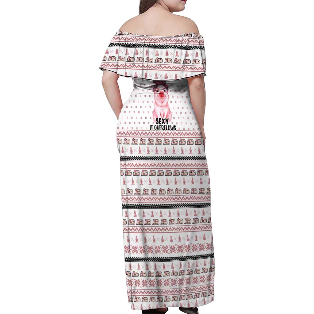 Pig Overflows Christmas Family Matching Off Shoulder Maxi Dress and Hawaiian Shirt Xmas Holiday Patterns - Wonder Print Shop