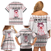 Pig Overflows Christmas Family Matching Off Shoulder Short Dress and Hawaiian Shirt Xmas Holiday Patterns - Wonder Print Shop