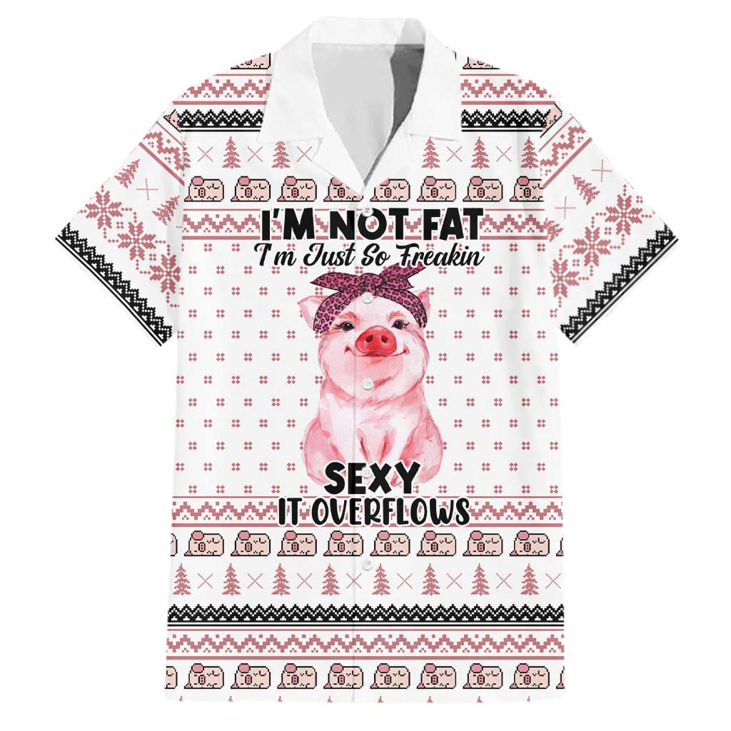 Pig Overflows Christmas Family Matching Off Shoulder Short Dress and Hawaiian Shirt Xmas Holiday Patterns - Wonder Print Shop