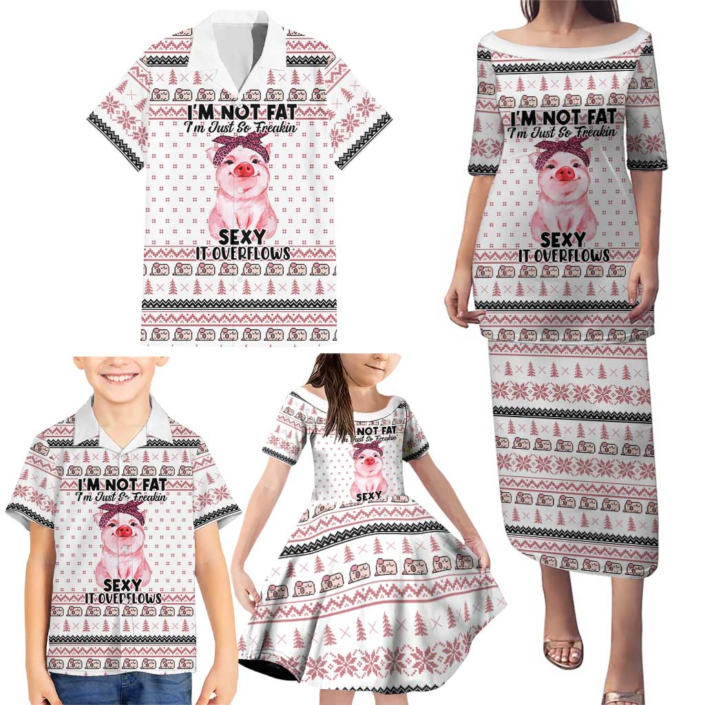Pig Overflows Christmas Family Matching Puletasi and Hawaiian Shirt Xmas Holiday Patterns - Wonder Print Shop